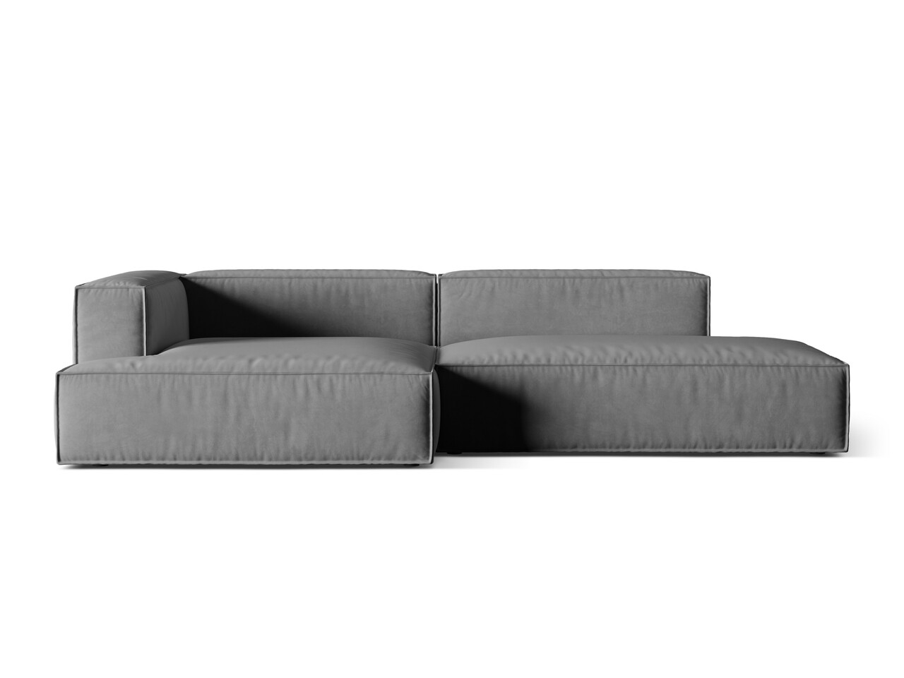 Coltar modular stanga 4 locuri, Nuria-88, Micadoni Home, 312x147x72 cm, catifea, gri Colțare